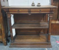 19th centuiry rectangular three-tier buffet, the rectangular top with moulded edge above two