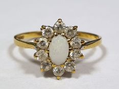 9ct gold diamond and opal cluster ring