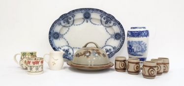 Collection of mixed ceramics and pottery to include a blue and white underglazed pottery vase, a