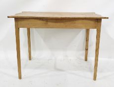 19th century side table, the shaped top on square section supports, 107cm x 77cm approx