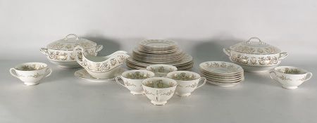 Part Coalport porcelain dinner service 'Allegro' pattern, with white ground and gold floral
