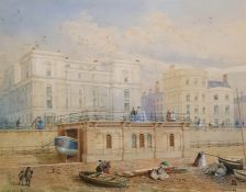 C H Cooke  Watercolour drawing  Brighton seafront lifeboat station, in mount marked 'Presented to