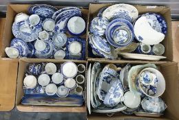 Large quantity of blue and white china (4 boxes)