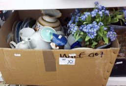 One box of white kitchenware to include serving dishes and ramekins together with another box of