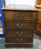 20th century mahogany and leather-topped two-drawer filing cabinet on plinth base, 54cm x 77.5cm