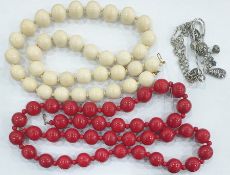 LOT WITHDRAWN - Quantity of costume jewellery to include glass and bead necklaces etc in a copper