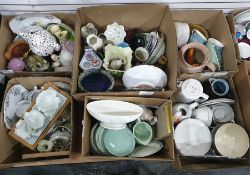 Mixed lot of ceramics in six boxes including a Hundred and One Dalmatians teapot and a ceramic toad
