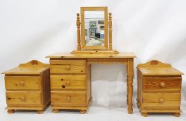 20th century pine bedroom furniture to include dressing table, dressing table mirror and two bedside
