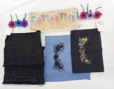 Embroideries on felt for Lulu Guinness, raffia on canvas for Lulu Guinness, felt applique flowers