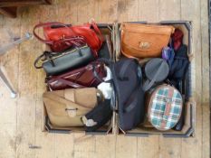 Two boxes of vintage and later handbags