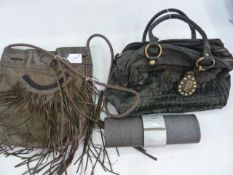 Angel Jackson leather bag with fringe and bead detail and plaited handles, a Sara Berman black