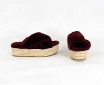 Miu Miu wedge mules in red shearling Condition ReportItalian Size 37.5
