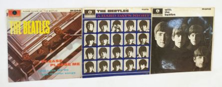 The Beatles 'Hard Days Night' 33rpm LP record, The Beatles 'Please Please Me' 33rpm LP record and