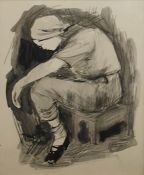 Gillean Whitaker  Black wash and pencil  Sketch of Mavis Newsham (later Hartwell), Manor Farm,