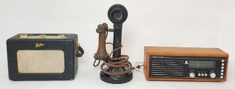 Roberts RM33 radio, another Roberts radio and a vintage black daffodil upright telephone (3)