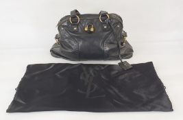 Yves Saint Laurent black leather bag with gilt metal hardware, with original dust bag  Condition