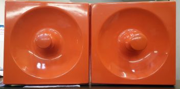 Set of 12 20th century Schonbuch Furniture orange wall hangers, six with long hangers, six with