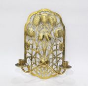 Arts and Crafts, after Norman Jewson brass Fritillary candle sconce by Norman Bucknell, Bisley (made