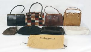 Various vintage bags including a 1970's patchwork leather bag, printed snakeskin, etc (8)
