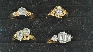 14K solitaire cubic zirconia ring, another 14K cubic zirconia ring set oval stone with pierced