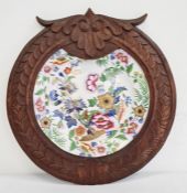 Hicks & Meigh Britannicus Dresden china decorative plate mounted in a wooden frame  Condition
