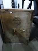 Cast iron safe, the plaque to front door marked 'The London Excelsior Safe Company', 41cm x 56cm