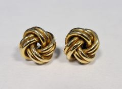 Pair 9ct gold knot-pattern earrings, approx 5g