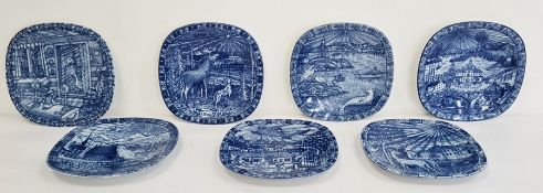 Nice collection of 1970's and 1980's Swedish Julen Rorstrand blue and white limited edition