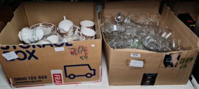 Quantity of assorted glassware including sherry, wines, vases, decanter and part tea service,