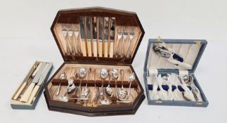 Electroplated flatware to include canteen with spoons, knives and forks, box of knives and another