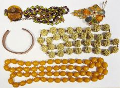 Quantity of bead necklaces, silver earrings and other costume jewellery (1 box)