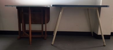 Mid century blue melamine-topped kitchen table and a gateleg table (2)
