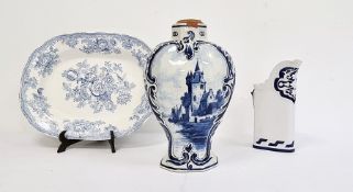 Delft blue and white glazed pottery vase, a 19th century Royal Worcester blue and white jug