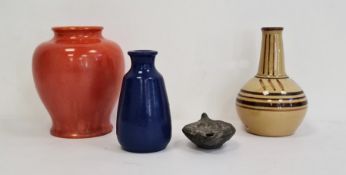 Astraware vase, baluster-shape and orange glazed, a studio pottery vase, cream glazed, ball and