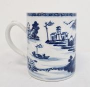 19th century Chinese porcelain mug, cylindrical with figures in lakeside landscape painted in