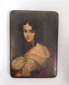 19th century papier mache print of Lady Esther Stanhope, unsigned, 9cm x 6.5cm