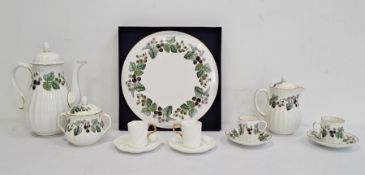 19th century white glazed Coalport part coffee service of 6 cups and 4 saucers, a Royal Worcester 