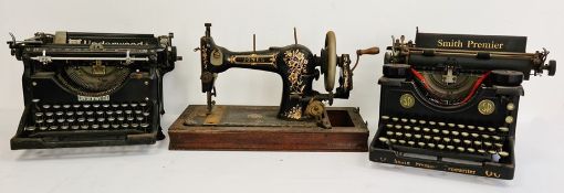 Underwood typewriter with various ribbons together with a Smiths Premier typewriter and a Jones