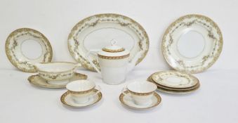 Noritake china part tea and dinner service 'Loyalo' pattern, comprising dinner plates, side