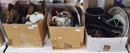 Assorted ceramics including bargeware style teapot, vases etc., decorative items, collectables,