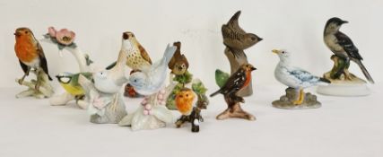 Collection of various pottery and porcelain model birds to include three various Goebel birds, a
