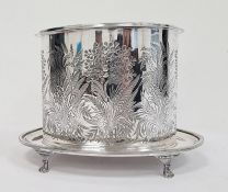 Victorian EPNS oval biscuit barrel with foliate cut decoration