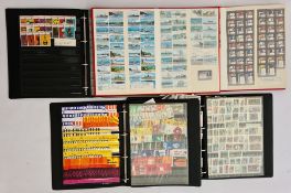 Box and contents of assorted matchbox labels in stock albums