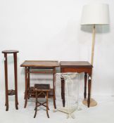 Assortment of furniture to include plant stand, umbrella stand, pine side table, etc (6)