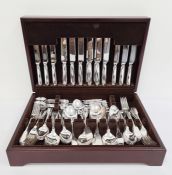 Canteen of silver cutlery, fiddle pattern to include:- 12 forks  12 spoons  12 soup spoons  12