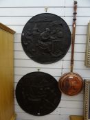 Wall plaques of bronze effect relief,  depicting 18th century gentlemen playing musical