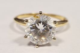 14ct gold and white stone solitaire dress ring