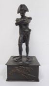 Bronze figure of Napoleon, on square plinth base, 17cm high
