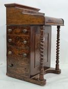 19th century walnut davenport desk, 58.5cm x 90cm