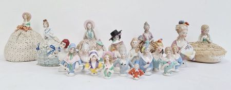 Variety of pincushion heads and various figures, some with pincushions (2 boxes)